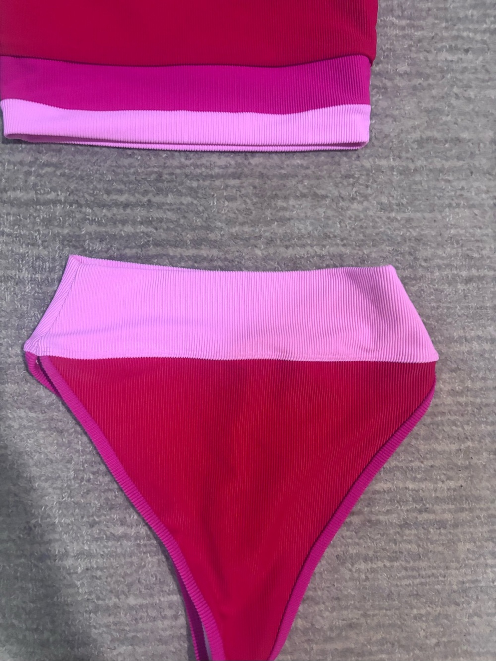 Beach Riot Pink & Red Ribbed Bikini - Picture 2 of 5